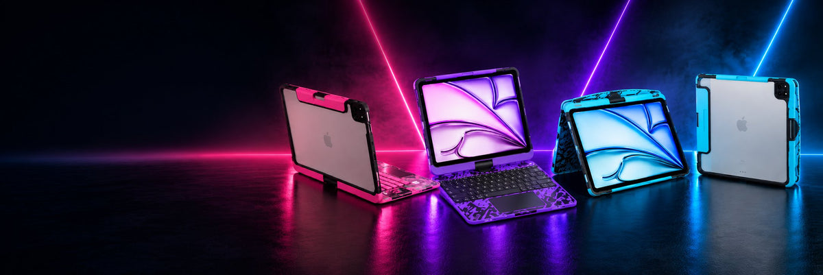 Keyboard case shown in multiple modes