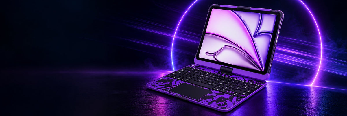 Keyboard case with glowing power rings