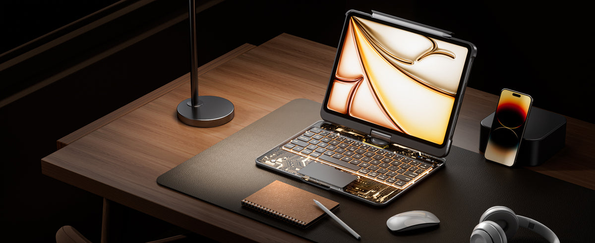 Turn your iPad into a laptop-style workspace.